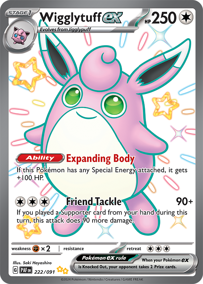 Pokémon TCG Wigglytuff ex – PAF 222/091 Shiny Ultra Rare Holo – EN