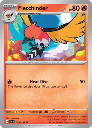 Pokémon TCG Fletchinder – PAL 029/193 Uncommon Regular – EN