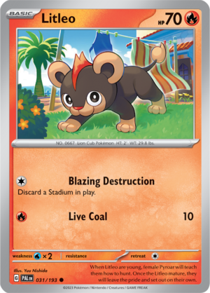 Pokémon TCG Litleo – PAL 031/193 Common Regular – EN
