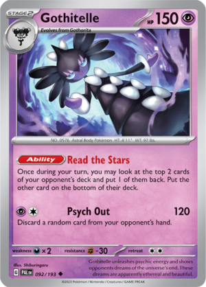 Pokémon TCG Gothitelle – PAL 092/193 Uncommon Reverse Holofoil – EN