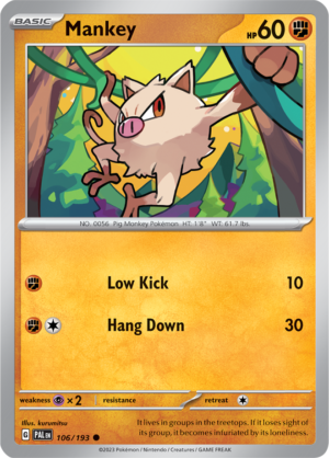 Pokémon TCG Mankey – PAL 106/193 Common Reverse Holofoil – EN