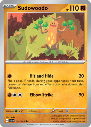 Pokémon TCG Sudowoodo – PAL 109/193 Uncommon Reverse Holofoil – EN