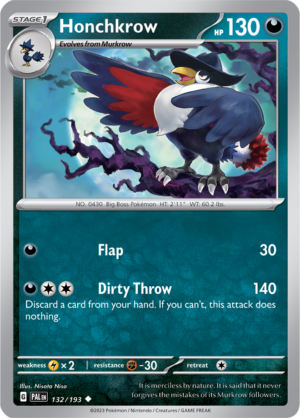 Pokémon TCG Honchkrow – PAL 132/193 Uncommon Reverse Holofoil – EN