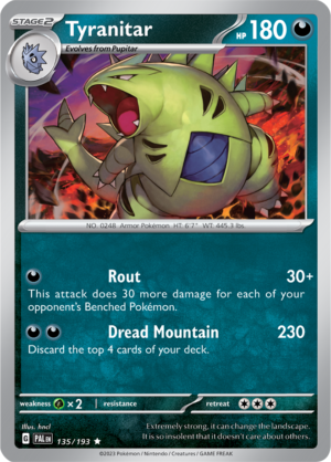 Pokémon TCG Tyranitar – PAL 135/193 Rare Reverse Holofoil – EN