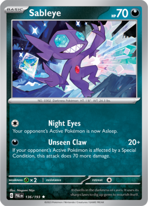 Pokémon TCG Sableye – PAL 136/193 Rare Reverse Holofoil – EN