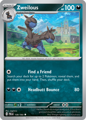 Pokémon TCG Zweilous – PAL 139/193 Uncommon Reverse Holofoil – EN