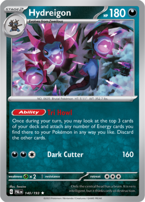 Pokémon TCG Hydreigon – PAL 140/193 Rare Reverse Holofoil – EN