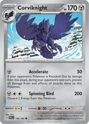 Pokémon TCG Corviknight – PAL 148/193 Uncommon Reverse Holofoil – EN