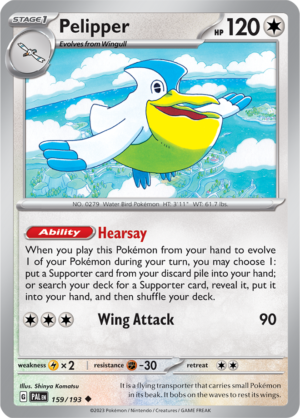 Pokémon TCG Pelipper – PAL 159/193 Uncommon Reverse Holofoil – EN