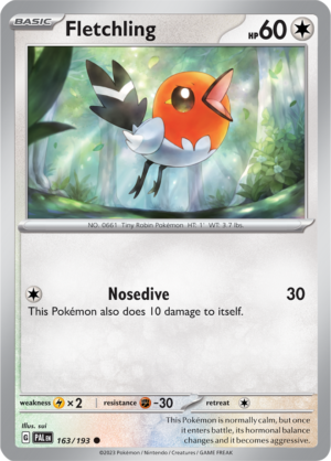Pokémon TCG Fletchling – PAL 163/193 Common Reverse Holofoil – EN
