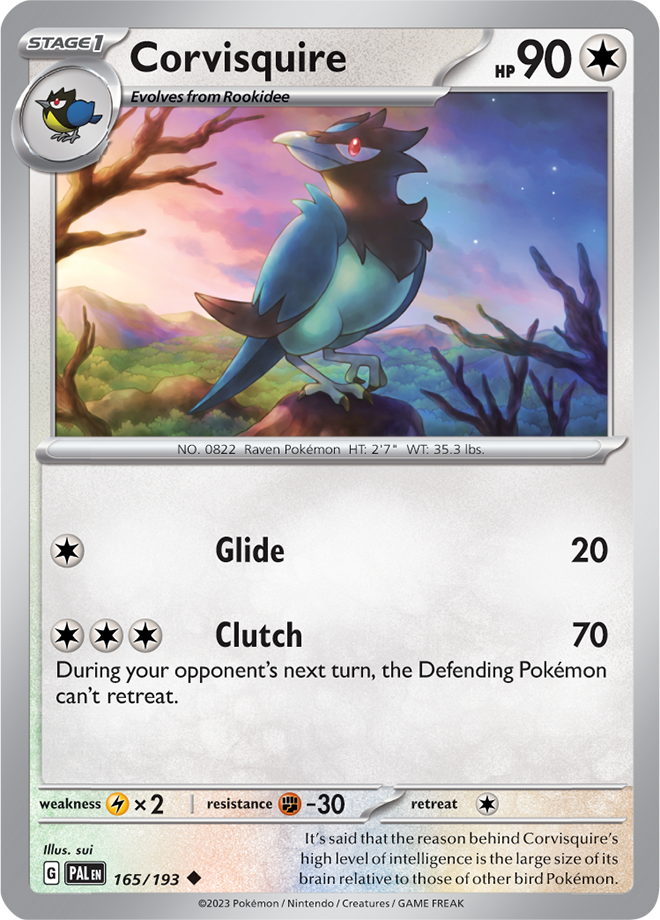 Pokémon TCG Corvisquire – PAL 165/193 Uncommon Reverse Holofoil – EN