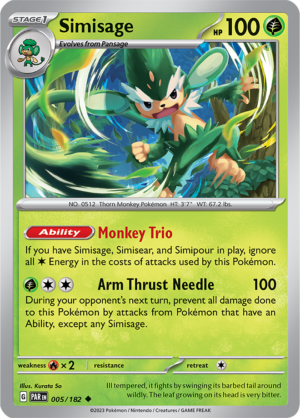 Pokémon TCG Simisage – PAR 005/182 Uncommon Regular – EN