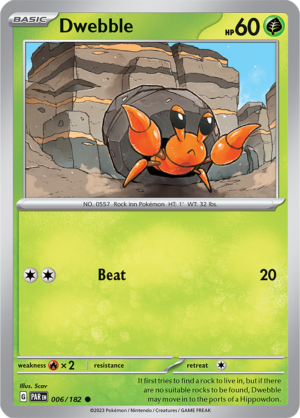 Pokémon TCG Dwebble – PAR 006/182 Common Regular – EN