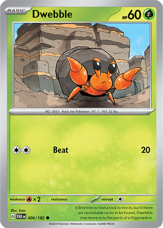 Pokémon TCG Dwebble – PAR 006/182 Common Reverse Holofoil – EN