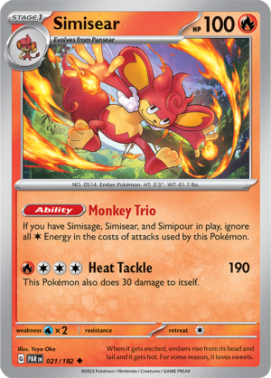 Pokémon TCG Simisear – PAR 021/182 Uncommon Regular – EN