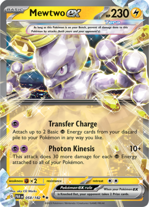 Pokémon TCG Mewtwo ex – PAR 058/182 Double Rare Holo – EN