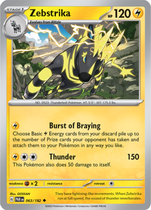 Pokémon TCG Zebstrika – PAR 063/182 Uncommon Reverse Holofoil – EN