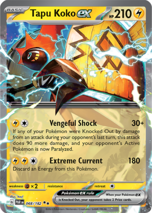 Pokémon TCG Tapu Koko ex – PAR 068/182 Double Rare Holo – EN