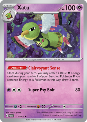 Pokémon TCG Xatu – PAR 072/182 Rare Reverse Holofoil – EN