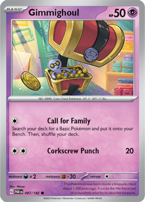 Pokémon TCG Gimmighoul – PAR 087/182 Common Reverse Holofoil – EN
