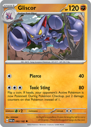 Pokémon TCG Gliscor – PAR 092/182 Uncommon Reverse Holofoil – EN