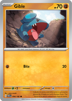 Pokémon TCG Gible – PAR 094/182 Common Reverse Holofoil – EN