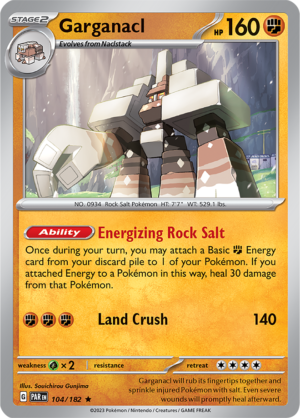 Pokémon TCG Garganacl – PAR 104/182 Rare Reverse Holofoil – EN