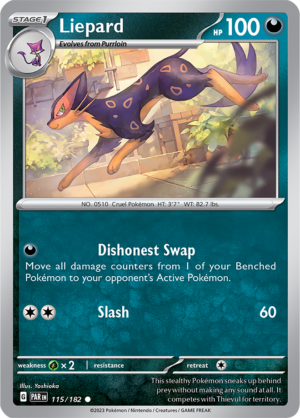 Pokémon TCG Liepard – PAR 115/182 Common Reverse Holofoil – EN