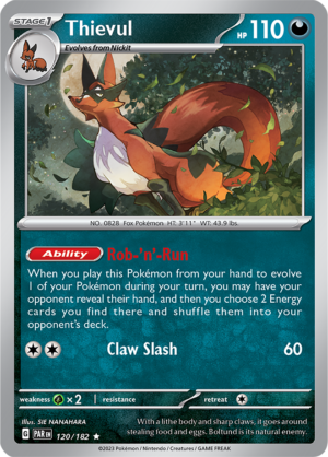 Pokémon TCG Thievul – PAR 120/182 Rare Reverse Holofoil – EN