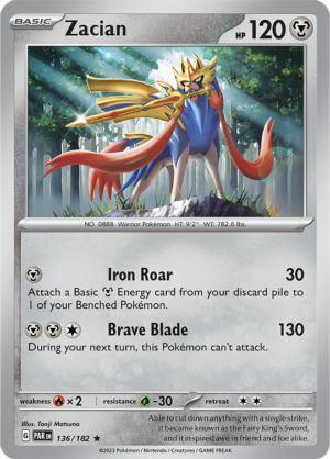 Pokémon TCG Zacian – PAR 136/182 Rare Reverse Holofoil – EN