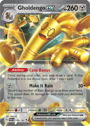 Pokémon TCG Gholdengo ex – PAR 139/182 Double Rare Holo – EN