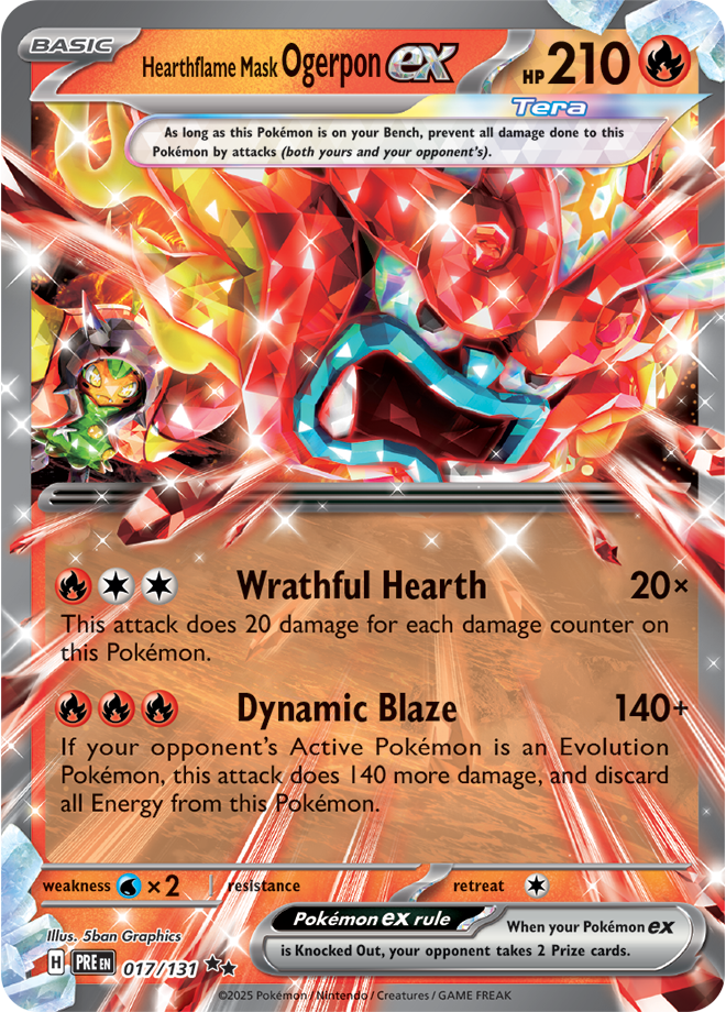 Pokémon TCG Hearthflame Mask Ogerpon ex – PRE 017/131 Double Rare Holo – EN