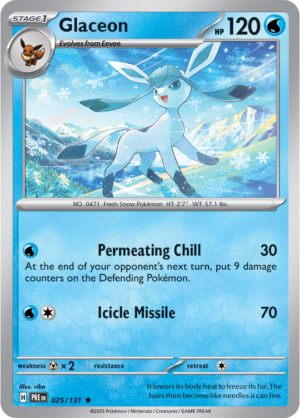 Pokémon TCG Glaceon – PRE 025/131 Rare Reverse Holofoil – EN