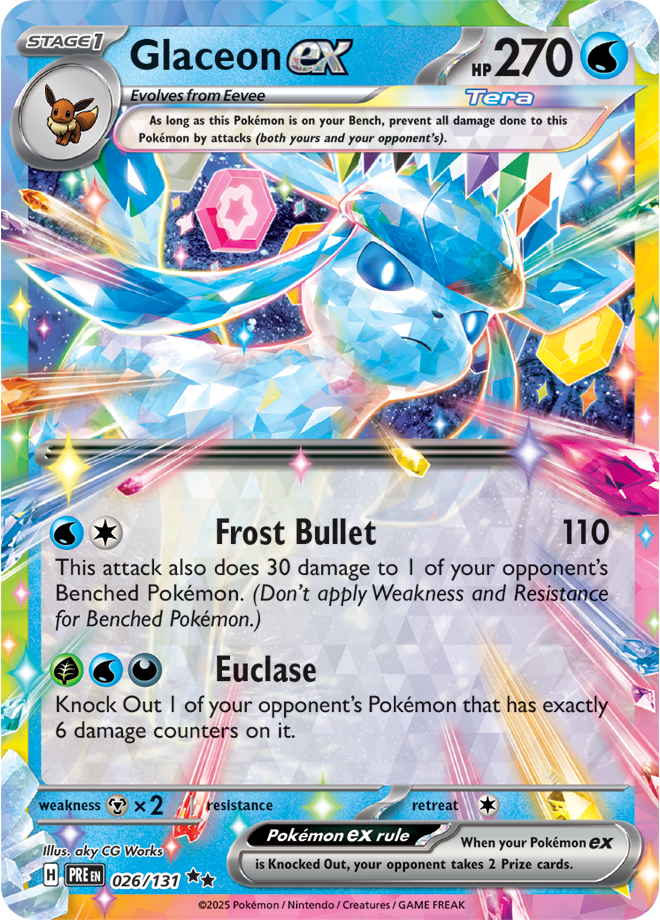 Pokémon TCG Glaceon ex – PRE 026/131 Double Rare Holo – EN