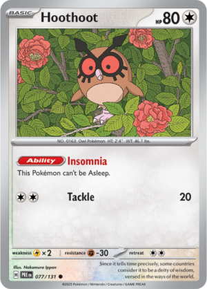 Pokémon TCG Hoothoot – PRE 077/131 Common Reverse Holofoil – EN