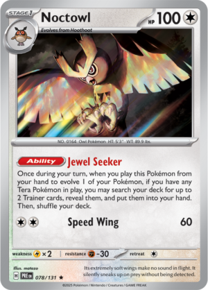 Pokémon TCG Noctowl – PRE 078/131 Rare Reverse Holofoil – EN