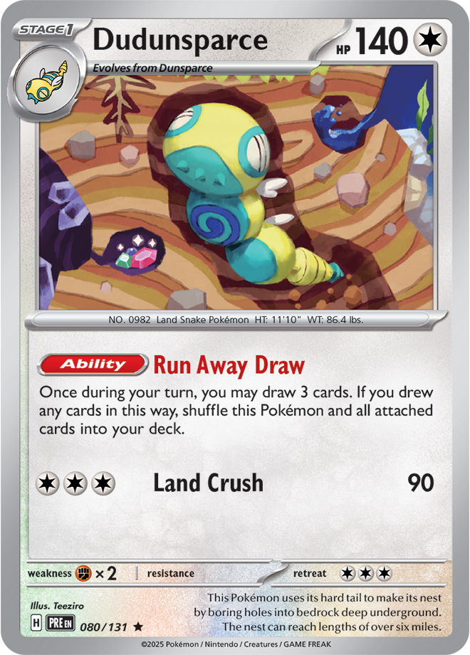 Pokémon TCG Dudunsparce – PRE 080/131 Rare Reverse Holofoil – EN