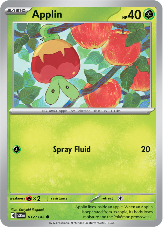 Pokémon TCG Applin – SCR 012/142 Common Reverse Holofoil – EN