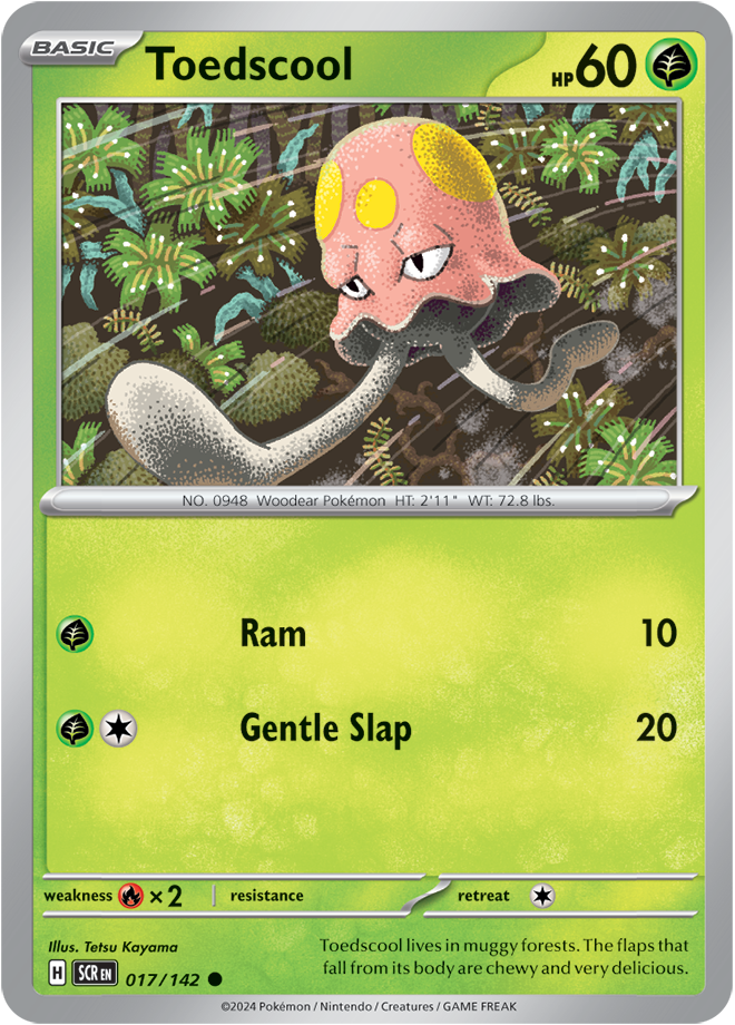 Pokémon TCG Toedscool – SCR 017/142 Common Reverse Holofoil – EN