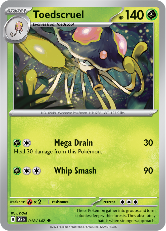 Pokémon TCG Toedscruel – SCR 018/142 Uncommon Reverse Holofoil – EN