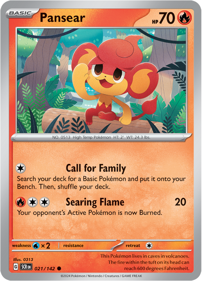 Pokémon TCG Pansear – SCR 021/142 Common Reverse Holofoil – EN