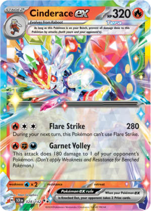 Pokémon TCG Cinderace ex – SCR 028/142 Double Rare Holo – EN