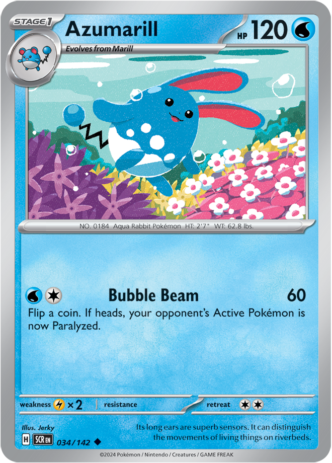 Pokémon TCG Azumarill – SCR 034/142 Uncommon Reverse Holofoil – EN