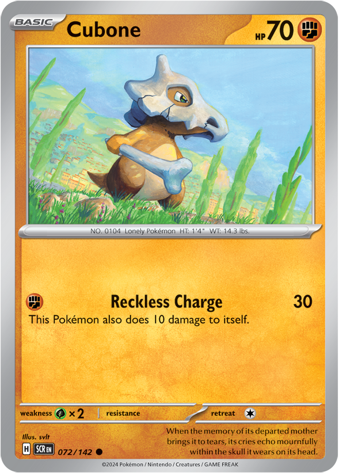 Pokémon TCG Cubone – SCR 072/142 Common Reverse Holofoil – EN