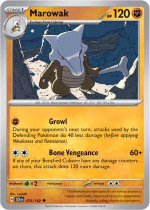 Pokémon TCG Marowak – SCR 073/142 Uncommon Reverse Holofoil – EN