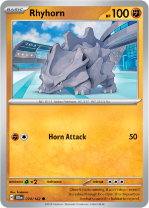 Pokémon TCG Rhyhorn – SCR 074/142 Common Reverse Holofoil – EN