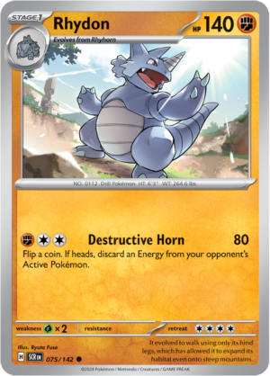 Pokémon TCG Rhydon – SCR 075/142 Common Reverse Holofoil – EN