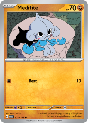 Pokémon TCG Meditite – SCR 077/142 Common Reverse Holofoil – EN