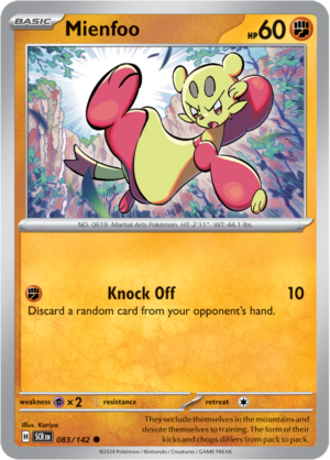 Pokémon TCG Mienfoo – SCR 083/142 Common Reverse Holofoil – EN