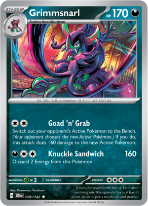 Pokémon TCG Grimmsnarl – SCR 096/142 Rare Reverse Holofoil – EN